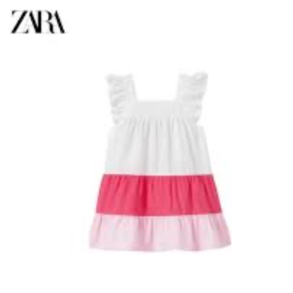 Zara Kids Tricolor Pink Cotton Dress Size 4Y - 5Y (110cm) - Picture 6 of 6